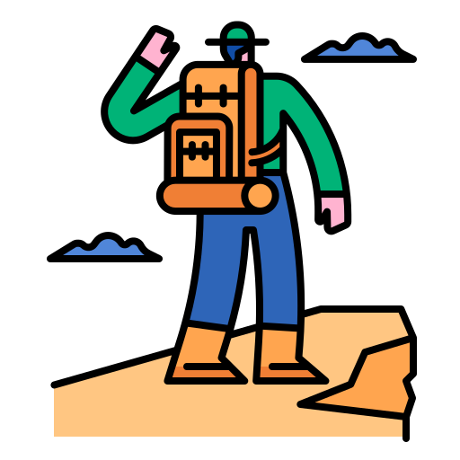 a man tracking on a hill