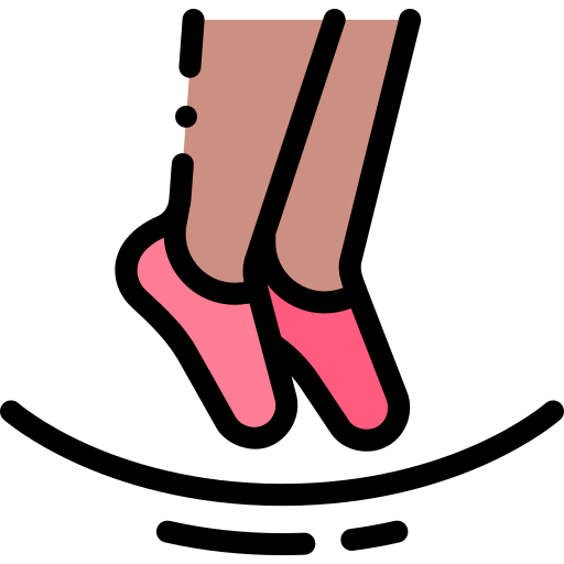 feet landing on toes