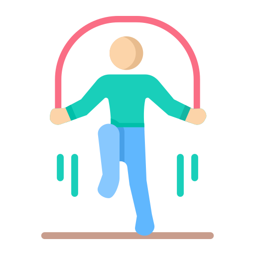 a person with green sweater jumping-rope